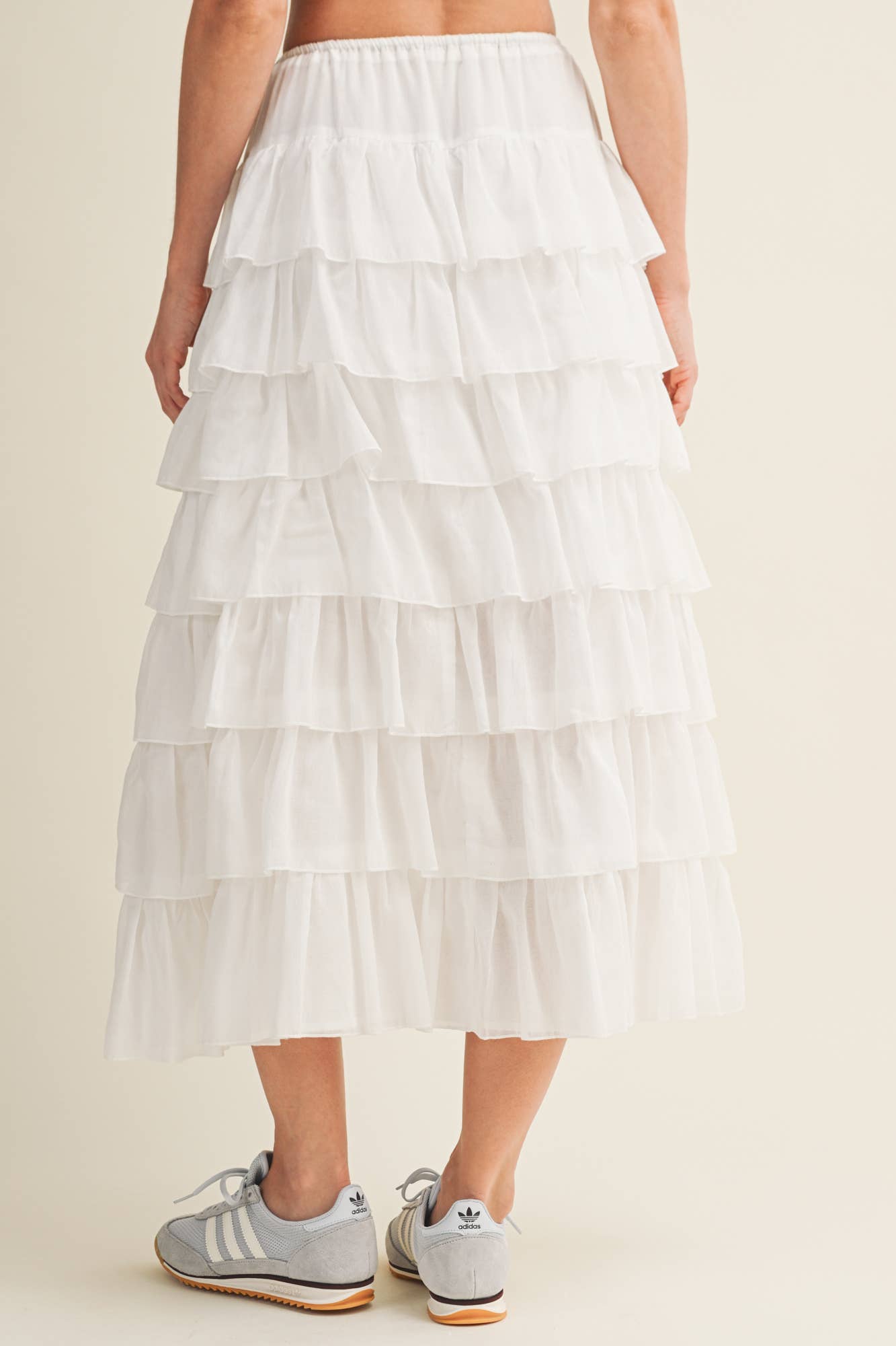 TIERED RUFFLE DRAWSTRING WAIST SKIRT