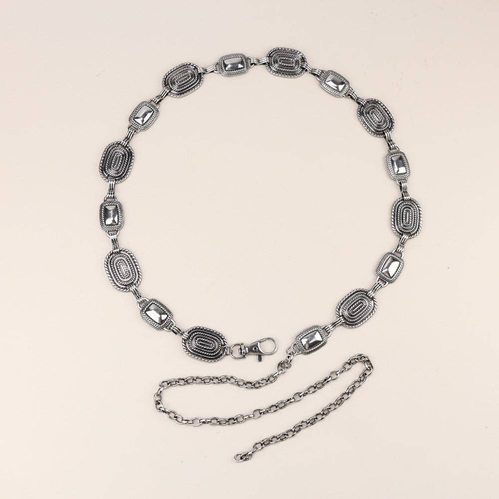Metal Chain Waist Belt With Butterfly And Heart Design