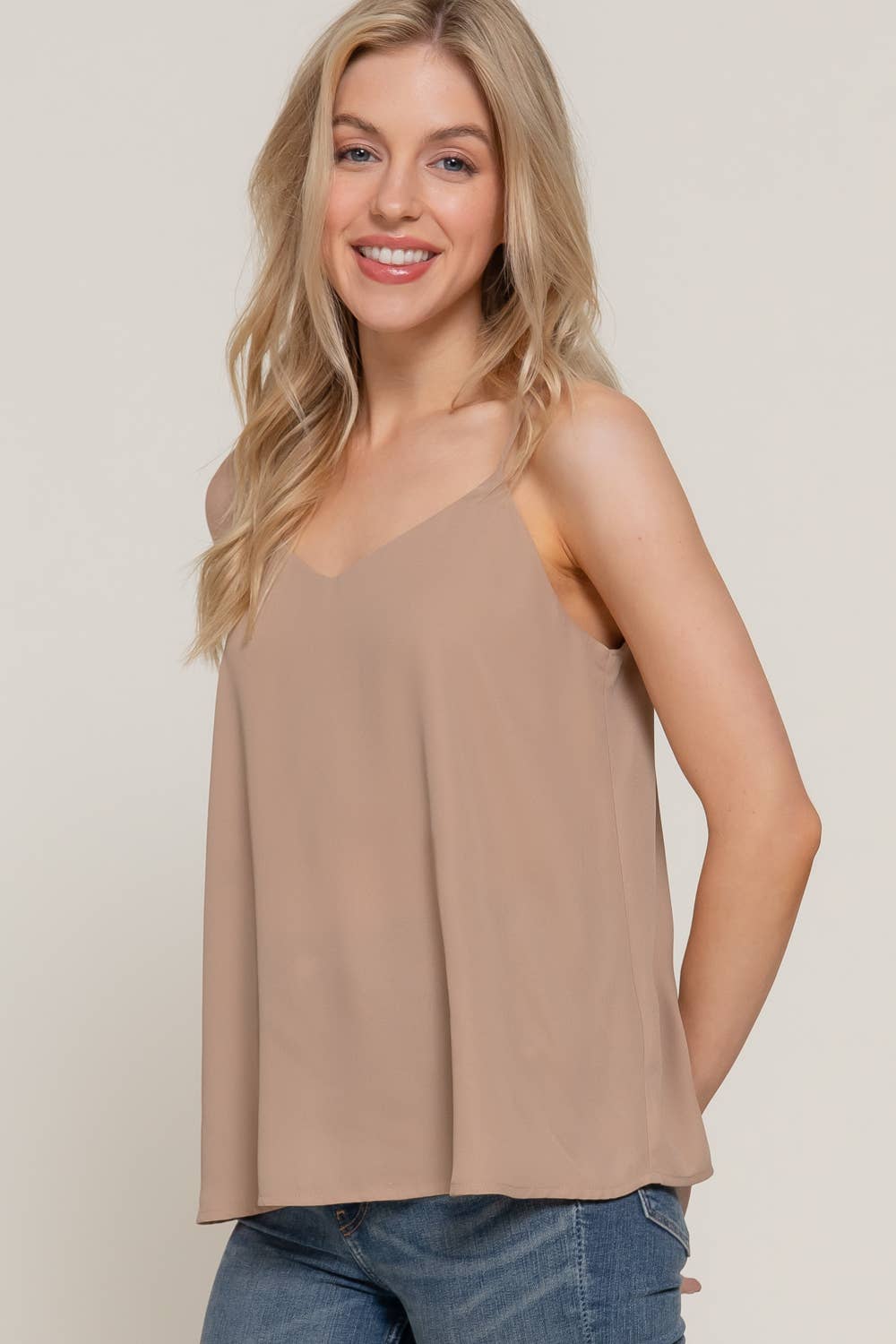V-neck with back Cross Strap Woven Cami Top