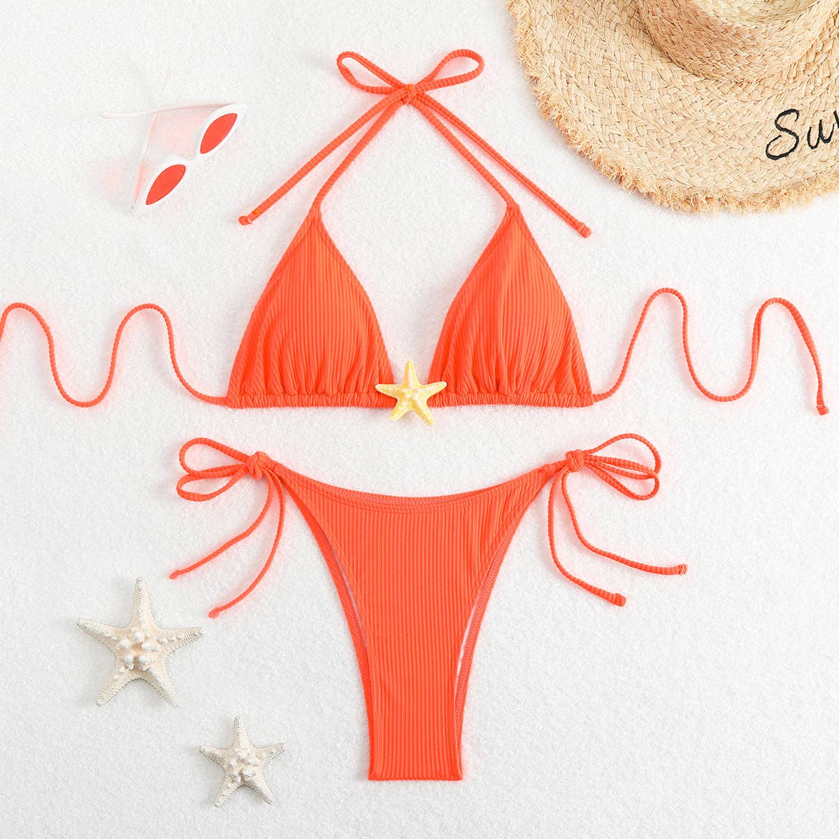 Women's Sexy Bikini Swimsuit Set Solid Color Adjustable Swimwear TOP