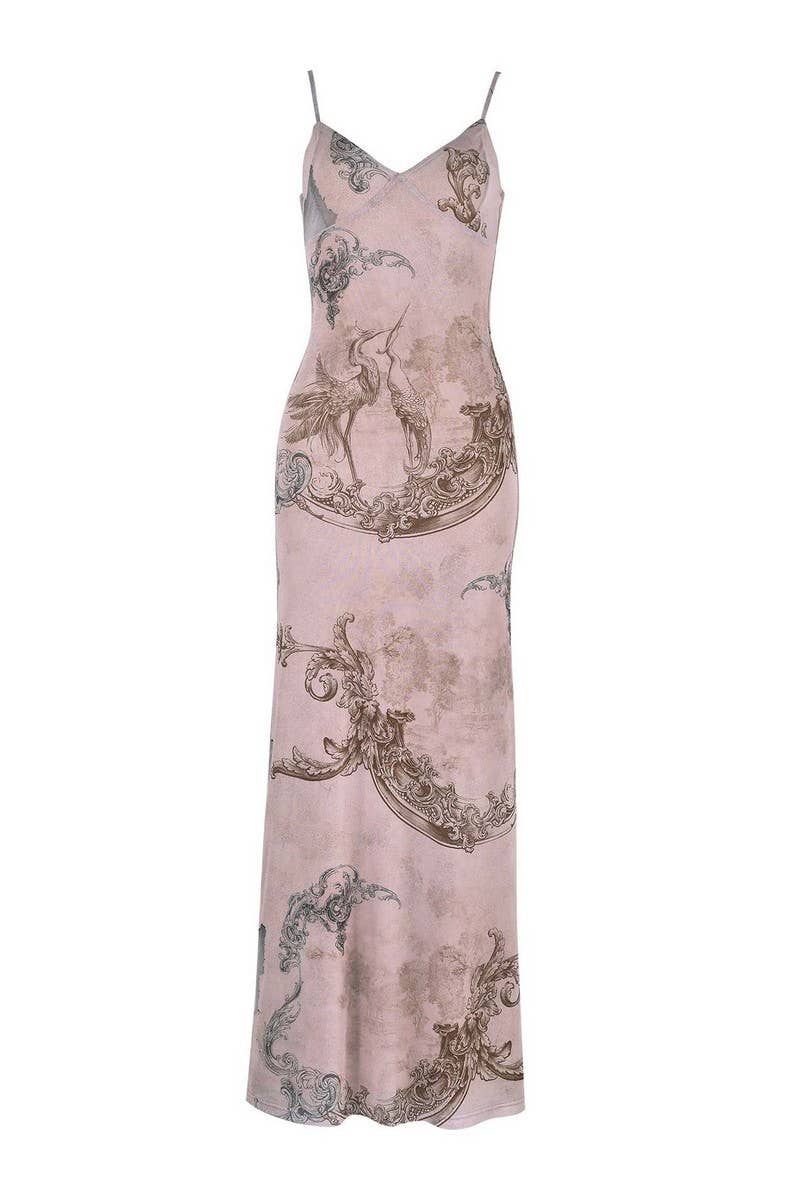 SLIM FIT PRINTED MAXI DRESS