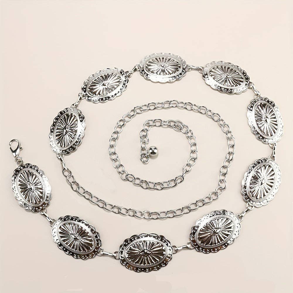 Metal Chain Waist Belt With Butterfly And Heart Design