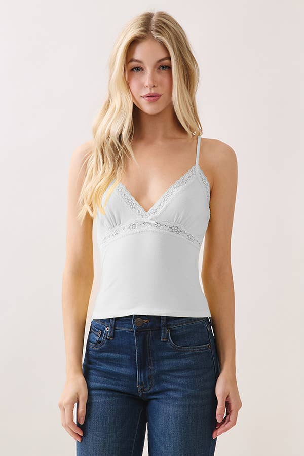 LACEY W/BOW V- NECK CAMI TOP