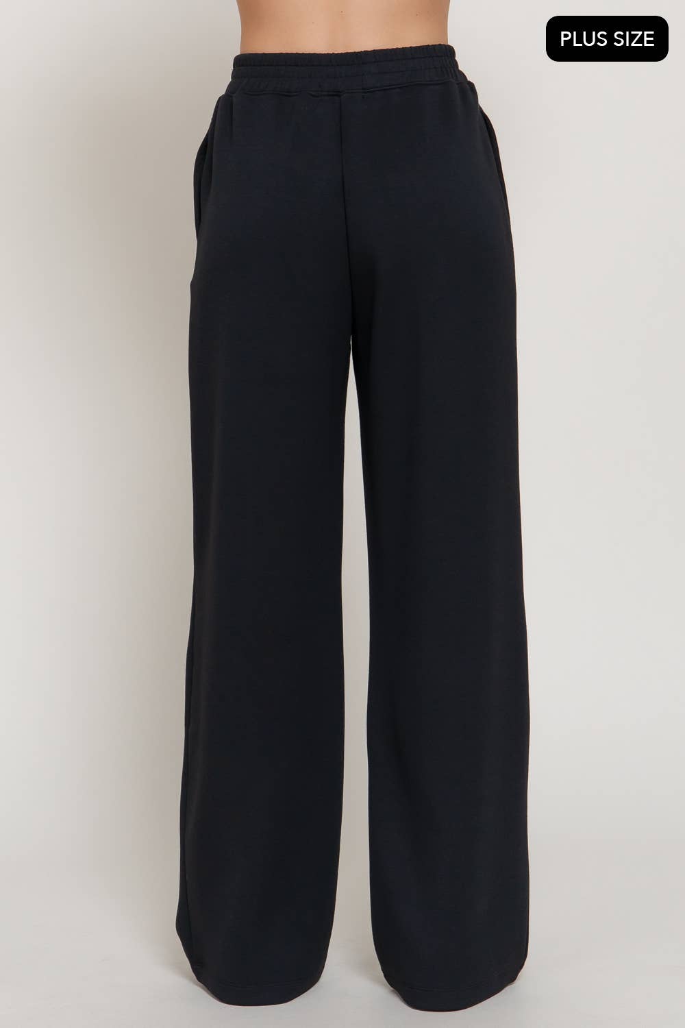 [PLUS SIZE] Elastic Waist Soft Modal Scuba Wide Pants