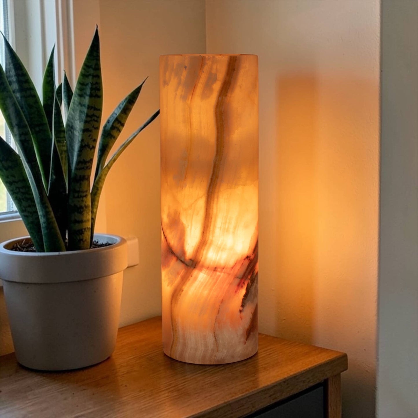 Onyx Cylinder Lamp Handcrafted