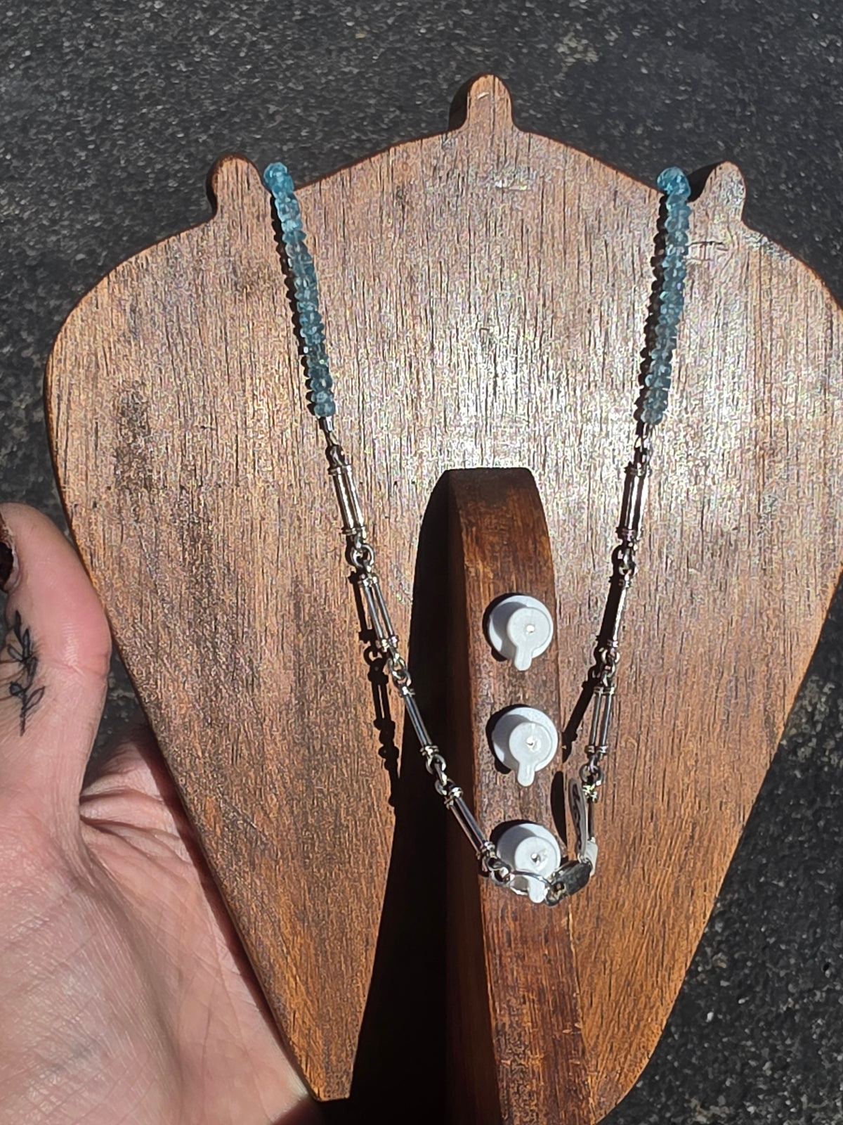 Galaxy Opal Cedar and Apatite Necklace, 18in