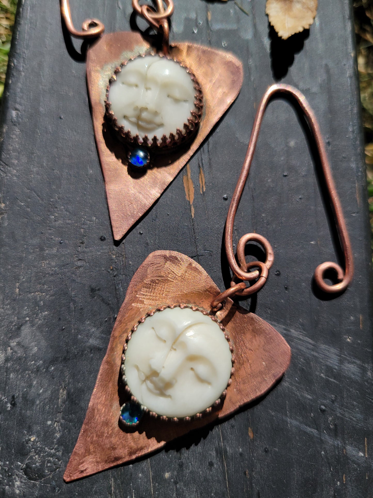 Buffalo Bone and Opal Weights in Copper