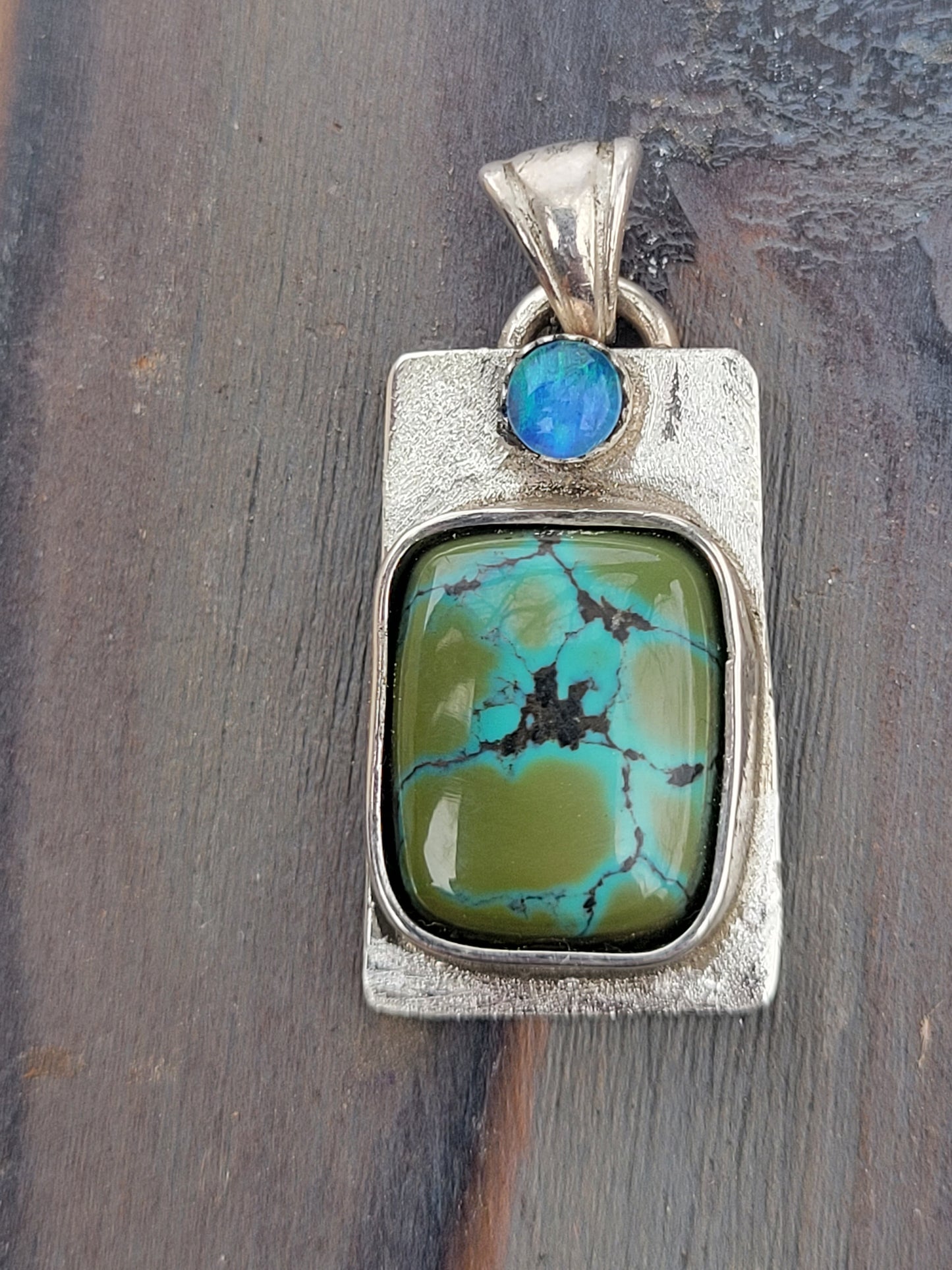 Hubei Turquoise and Black Opal Pendant